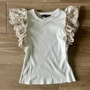 Veronica Beard Julianka Top with Eyelet Sleeves